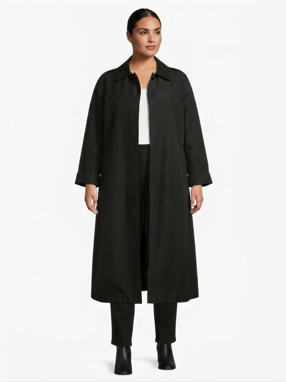Laney Bryant 18T Black Trench Coat Long Formal Work Classic